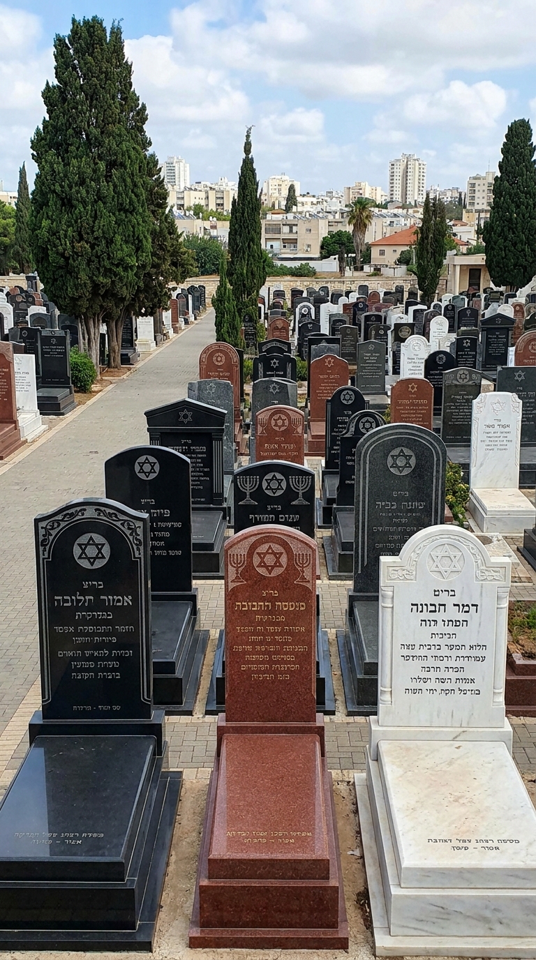 בית עלמין בפתח תקווה - שורות של מצבות מכובדות